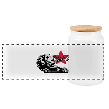 Hot Rod Rock'n'Roll - Panoramic Cookie Jar with Wooden Lid - white - Front
