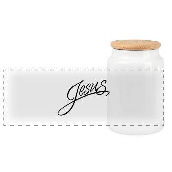 Jesus - Panorama Keksdose mit Holzdeckel - Weiß - Vorne