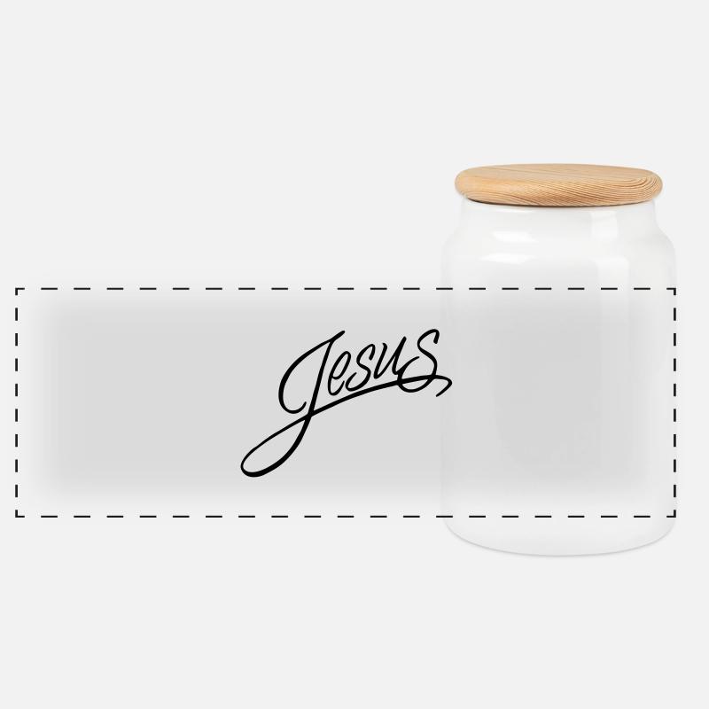 Jesus - Panorama Keksdose mit Holzdeckel - Weiß