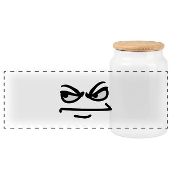 angry_face - Panoramic Cookie Jar with Wooden Lid - white - Front