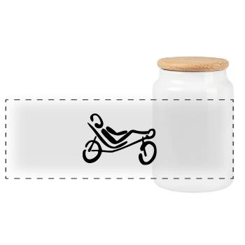 Liegerad Fahrrad - Panorama Keksdose mit Holzdeckel - Weiß - Vorne