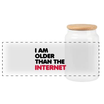 I am older than the internet - Panorama Keksdose mit Holzdeckel - Weiß - Vorne