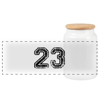 23 - Panoramic Cookie Jar with Wooden Lid - white - Front