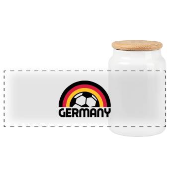 german rainbow soccer - Panorama Keksdose mit Holzdeckel - Weiß - Vorne