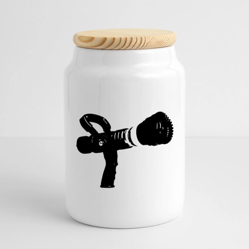 fire lance flow rate variable Panoramic Cookie Jar with Wooden Lid