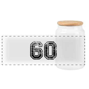 60 - Panoramic Cookie Jar with Wooden Lid - white - Front