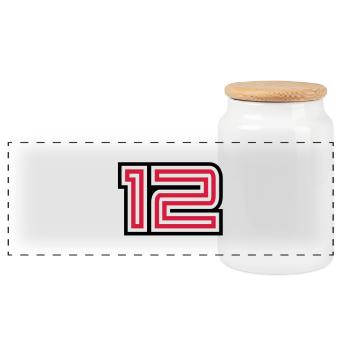 12_style_design - Panoramic Cookie Jar with Wooden Lid - white - Front