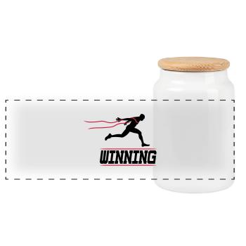 running runner winning 2c I - Panorama Keksdose mit Holzdeckel - Weiß - Vorne
