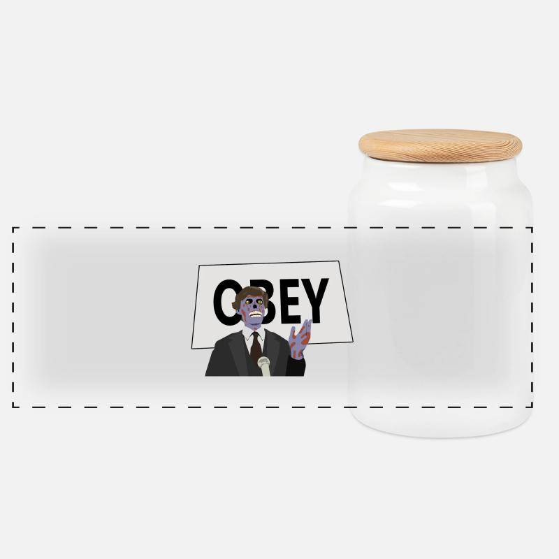 Obey - Panoramic Cookie Jar with Wooden Lid - white