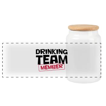 Drinking team: Member - Panoramic Cookie Jar with Wooden Lid - white - Front