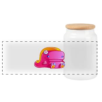 Fleurette le dinosaure - Boîte à biscuits avec couvercle en bois - blanc - Devant