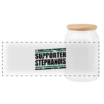 Supporter Stéphanois vintage - Boîte à biscuits avec couvercle en bois - blanc - Devant