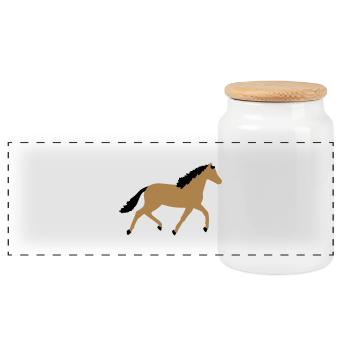 horse - Panoramic Cookie Jar with Wooden Lid - white - Front