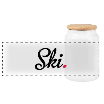 ski - Panorama Keksdose mit Holzdeckel - Weiß - Vorne