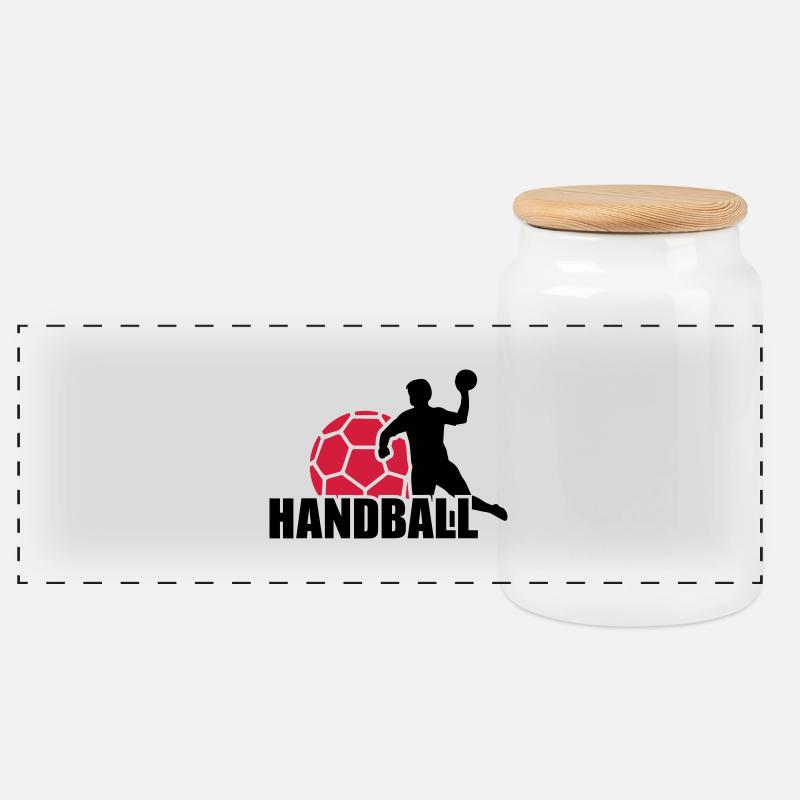 Handball - Panorama Keksdose mit Holzdeckel - Weiß