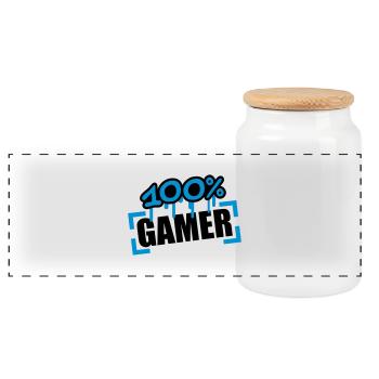 100 Procent Gamer - Boîte à biscuits avec couvercle en bois - blanc - Devant