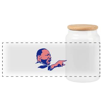 martin luther king face POLITICAL leader - Panoramic Cookie Jar with Wooden Lid - white - Front