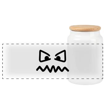 Eyes Face - Panoramic Cookie Jar with Wooden Lid - white - Front