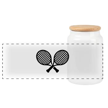 Tennis Sport - Panoramic Cookie Jar with Wooden Lid - white - Front