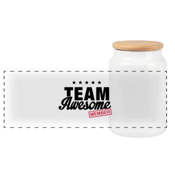 team_awesome_member_f2 - Boîte à biscuits avec couvercle en bois - blanc - Devant