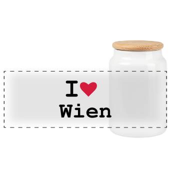 Vienna - Panoramic Cookie Jar with Wooden Lid - white - Front