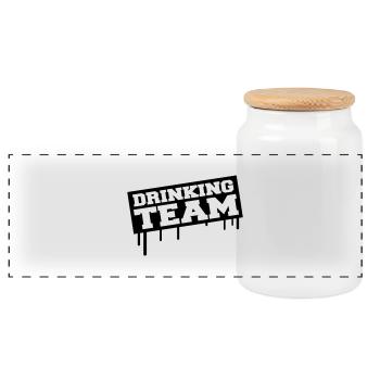 Drinking Team - Panorama Keksdose mit Holzdeckel - Weiß - Vorne