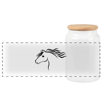 Horse Design - Panorama Keksdose mit Holzdeckel - Weiß - Vorne