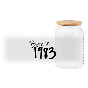 Born In 1983 - Panoramic Cookie Jar with Wooden Lid - white - Front