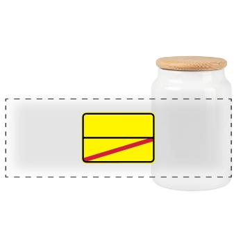 Traffic sign to be personalized with your text - Panoramic Cookie Jar with Wooden Lid - white - Front