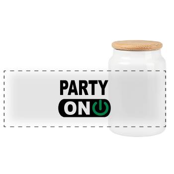 Party - Panorama Keksdose mit Holzdeckel - Weiß - Vorne