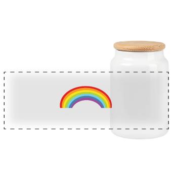 rainbow cool lgbt gay homo retro - Panoramic Cookie Jar with Wooden Lid - white - Front