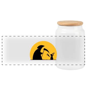 Hase Kaninchen Möhre Tod Sensenmann Karotte bunny - Panorama Keksdose mit Holzdeckel - Weiß - Vorne