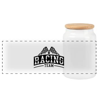 racing_team_re1 - Panoramic Cookie Jar with Wooden Lid - white - Front