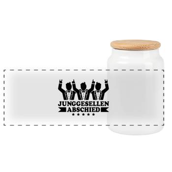 junggesellenabschied_f1 - Boîte à biscuits avec couvercle en bois - blanc - Devant