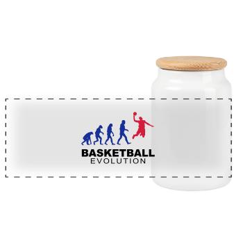 Basketball evolution - Panorama Keksdose mit Holzdeckel - Weiß - Vorne