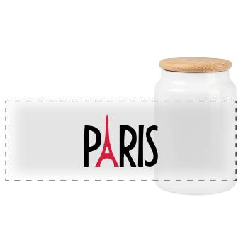 Eiffel Tower France Paris Logo - Panorama Keksdose mit Holzdeckel - Weiß - Vorne