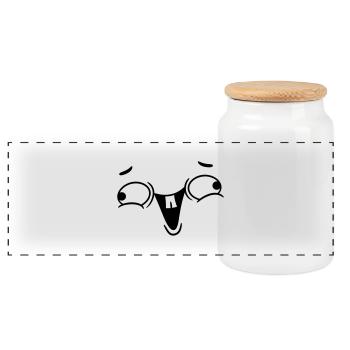 Fou rire de visage - Boîte à biscuits avec couvercle en bois - blanc - Devant
