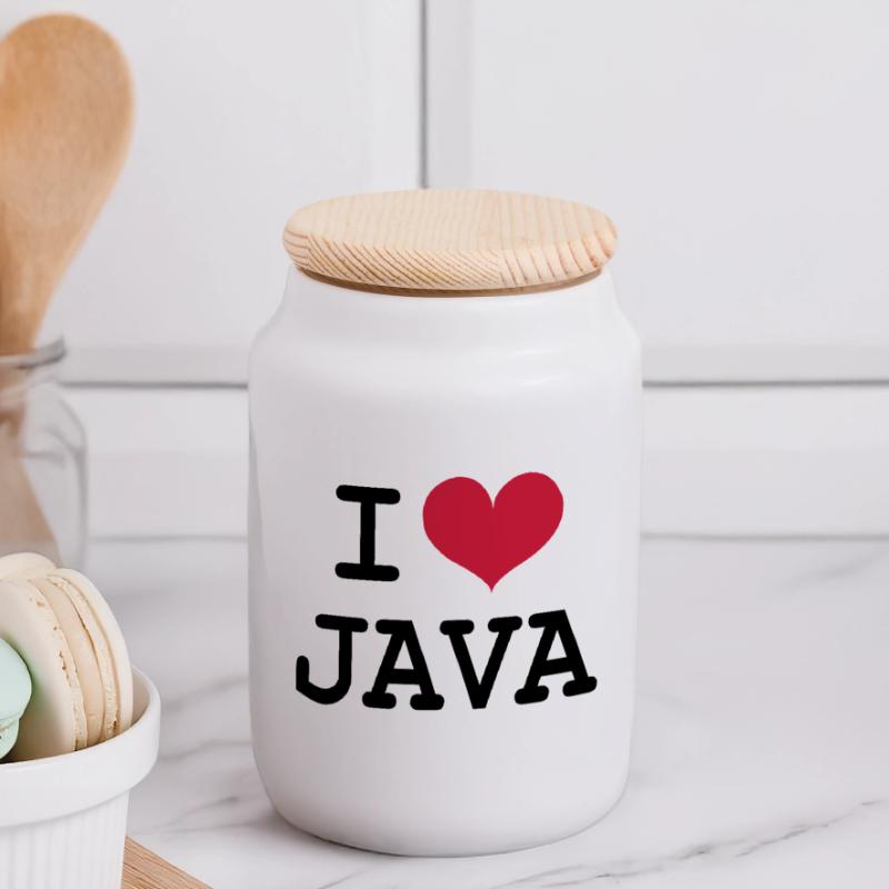 I Love Java [Developer / Geek] Panoramic Cookie Jar with Wooden Lid