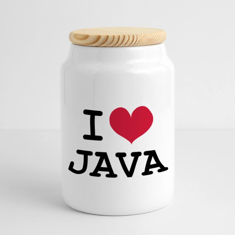 I Love Java [Developer / Geek] Panoramic Cookie Jar with Wooden Lid