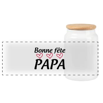 Bonne Fête Papa / Fête des Pères / fete des peres - Boîte à biscuits avec couvercle en bois - blanc - Devant