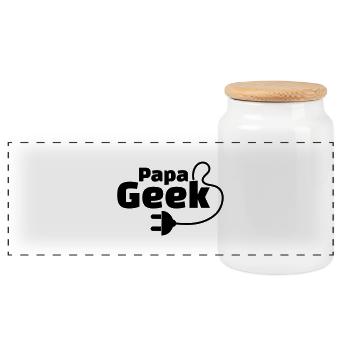 papa geek - Boîte à biscuits avec couvercle en bois - blanc - Devant