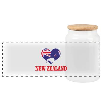 New Zealand - Panorama Keksdose mit Holzdeckel - Weiß - Vorne