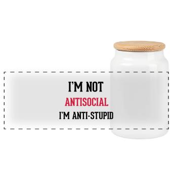 Antisocial - Panoramic Cookie Jar with Wooden Lid - white - Front