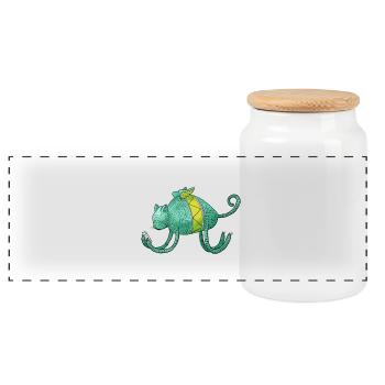 iCat - Panoramic Cookie Jar with Wooden Lid - white - Front
