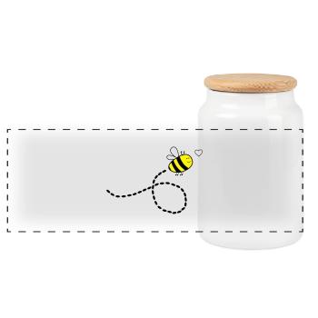 flying_bee_in_love - Boîte à biscuits avec couvercle en bois - blanc - Devant