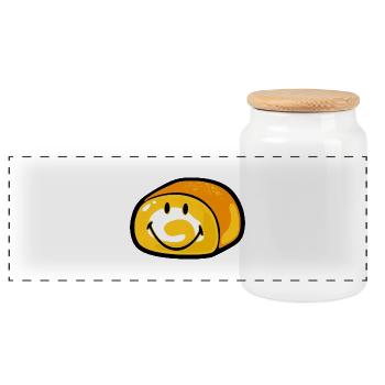 Smiley Bread - Panoramic Cookie Jar with Wooden Lid - white - Front