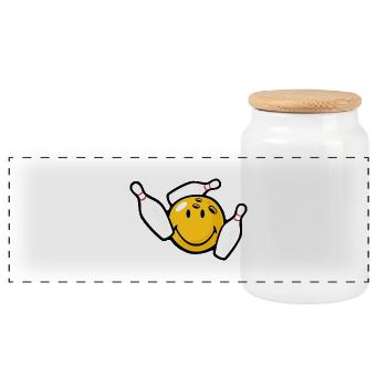 Smiley Pin Bowling - Boîte à biscuits avec couvercle en bois - blanc - Devant