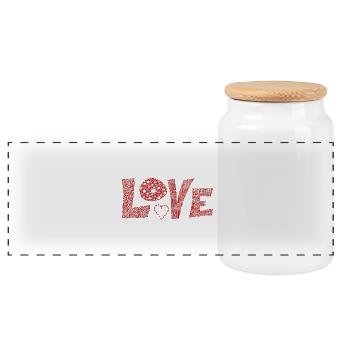 LOVE mit Herz - rot - Panorama Keksdose mit Holzdeckel - Weiß - Vorne
