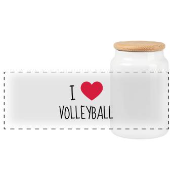 Volleyball - Volley Ball - Volley-Ball - Sport - Panoramic Cookie Jar with Wooden Lid - white - Front