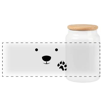 Polar Bear - Panoramic Cookie Jar with Wooden Lid - white - Front